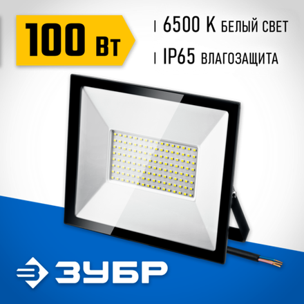 ЗУБР ПСК-100, 100 Вт, 6500 К, IP 65, светодиодный прожектор, Профессионал (57141-100)