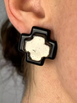Серьги бижутерия из муранского стекла крест