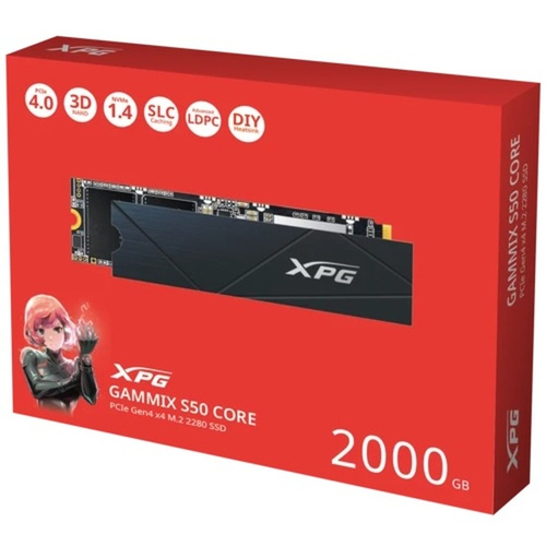 Жесткий диск SSD M.2 2Tb ADATA XPG Gammix S50 CORE, 3500/2800MBs, 90000 IOPS, 3D NAND, PCI-E4.0x4 (SGAMMIXS50C-2000G-CS)