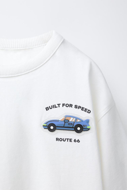 ZARA ФУТБОЛКА С РЕЗИНОВОЙ АППЛИКАЦИЕЙ, БЕЛЫЙ