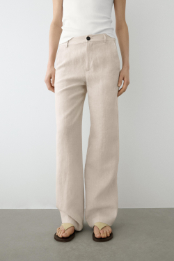 Massimo Dutti Брюки свободного кроя из 100% льна, экрю