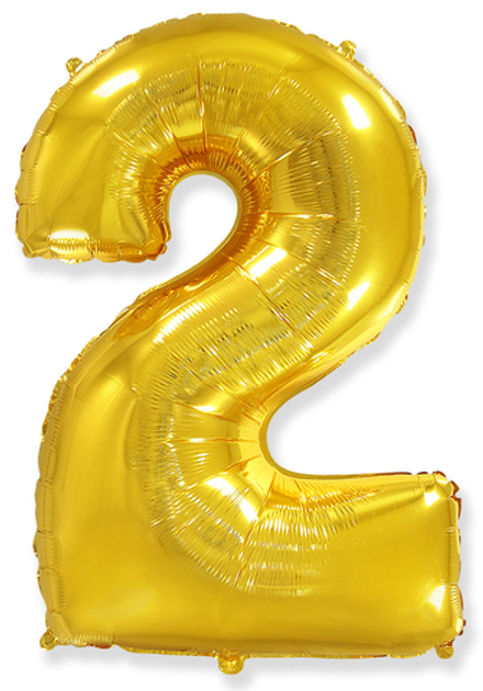 Воздушный шар (40''/102 см) Цифра, 2, Золото