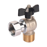 Кран шаровой угловой STOUT - 3/4" (НР/накидная гайка, PN50, Tmax 150°C, ручка-бабочка черная)