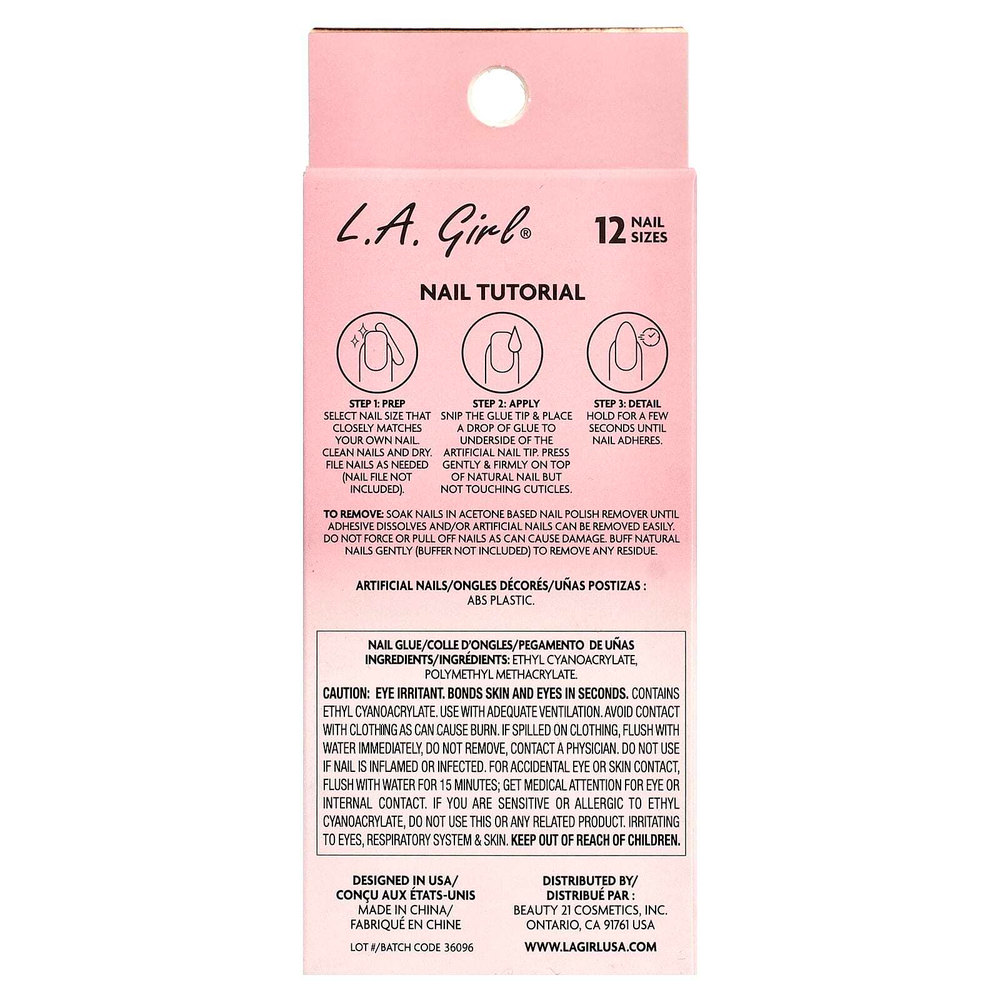 L.A. Girl, Oh So Shiny, искусственные ногти, гелевые типсы для сияния ногтей, GNT152 Wildest Dream, набор из 25 предметов