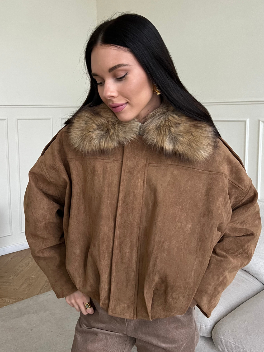 Парка замшевая карамель