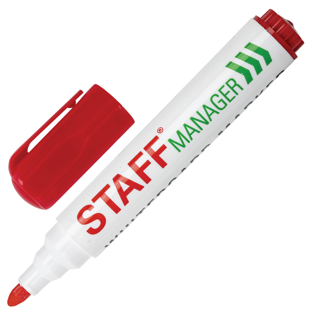 Маркер стираемый для белой доски бордовый STAFF "Manager" WBM-491 5 мм с клипом (48 штук в упаковке)