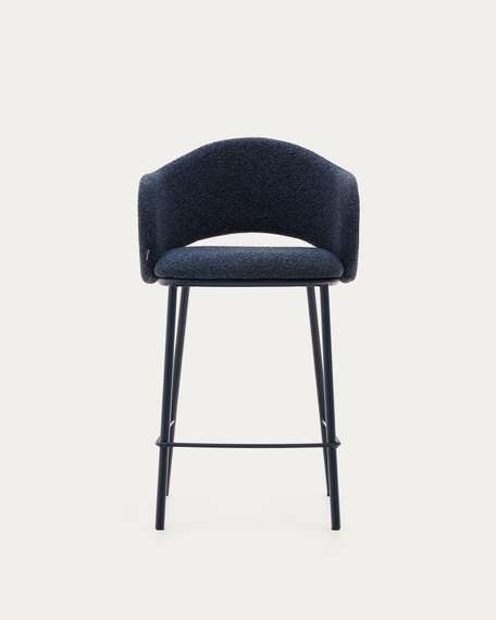 Полубарный стул Maina 65 см, синяя ткань, черные ножки