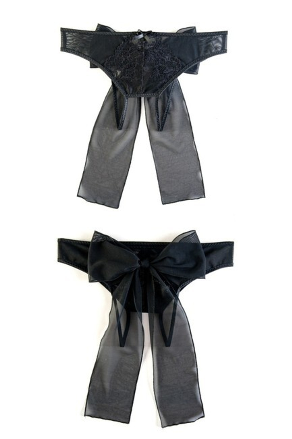 Чёрные контактные трусики с бантом на ягодицах ML (46-48) (Цвет: черный)