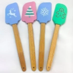 Лопатка силиконовая «Новогодняя» 29,5*7см, микс рисунков