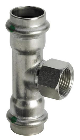 Тройник пресс Viega Sanpress Inox 22x3/4"x22 ВР с SC-Contur нерж. сталь (серия 2317.2) арт. 437183