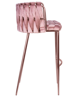 Стул барный DOBRIN EMMA ROSE GOLD, розовый велюр (VF-10)