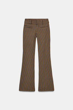 ZARA РАСКЛЕШЕННЫЕ БРЮКИ ИЗ ВЕЛЬВЕТА, КОРИЧНЕВЫЙ