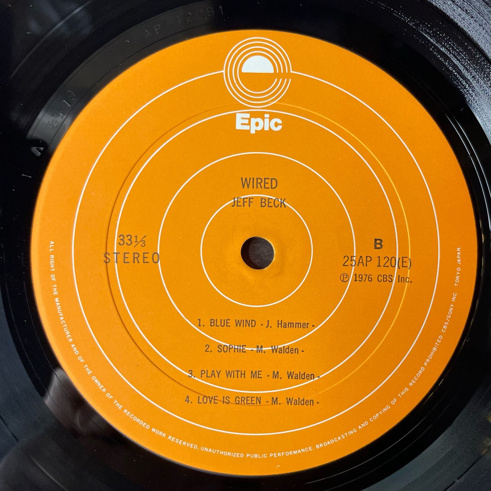 Винтажная виниловая пластинка Jeff Beck Wired (Japan 1976) (No Obi) Goodbye Pork Pie Hat