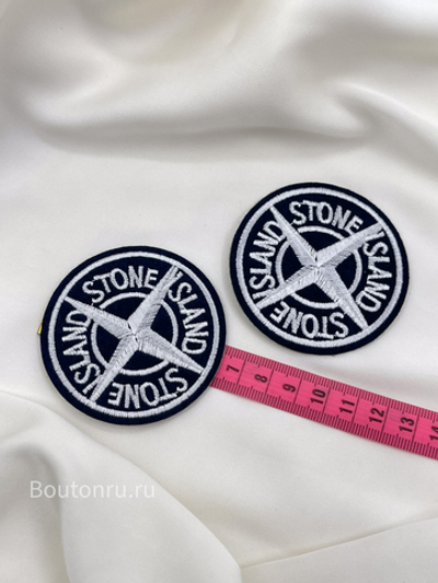 Нашивка круглая черно-белая бренд SI 6 см