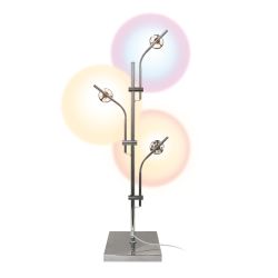 ULM-T640 3x2W-3000K CHROME MULTICOLOR Торшер напольный светодиодный. c регулировкой наклона. с линзами. Сменные светофильтры в-к. Механический выключатель. Металл. Хром. ТМ Uniel