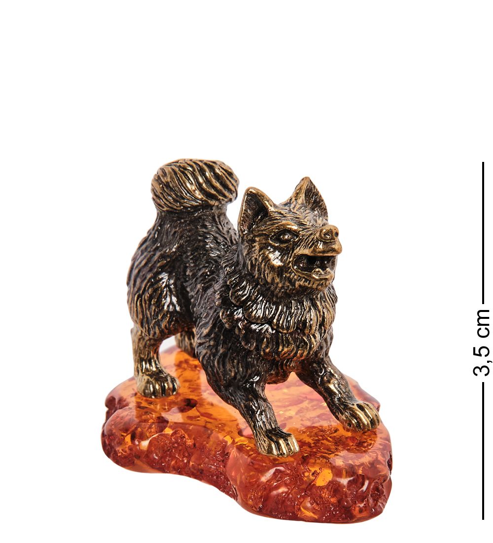 Народные промыслы AM-1308 Фигурка «Лайка» (латунь, янтарь)