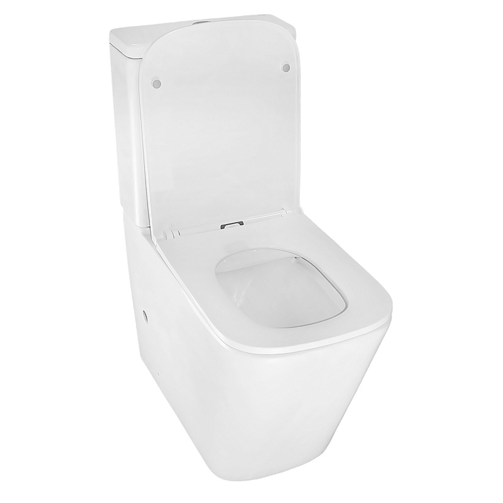 Унитаз-компакт Azario Quadro 340х605х810 напольный, безободковый, с быстросъемным сиденьем микролифт, полипропилен (AZ-2175)