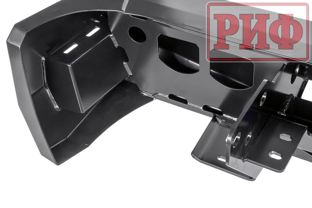 Бампер силовой задний Toyota Tundra 2007-09.2013 с квадратом под фаркоп, 2-мя калитками, фонарями, подсветкой номера РИФ