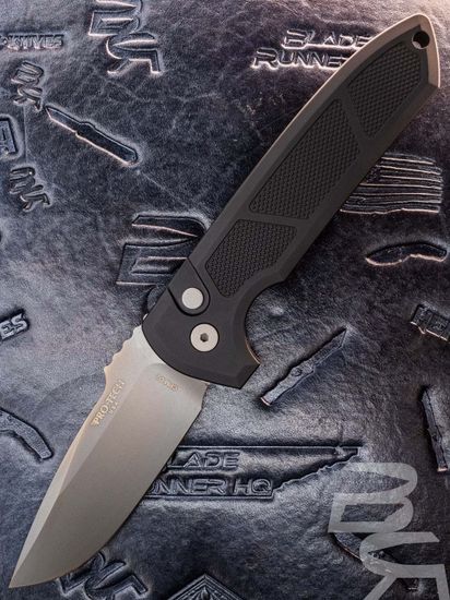 Автоматический нож Pro-Tech PTLG325-D2 Rockeye - черн. текстуриров. алюм. рук-ть, клинок Smoky Grey CPM-D2