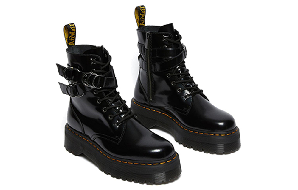 Dr.Martens Dr. Martin JADON series ring Buckle Patent leather zipper short Martin boots Men and women the same style black