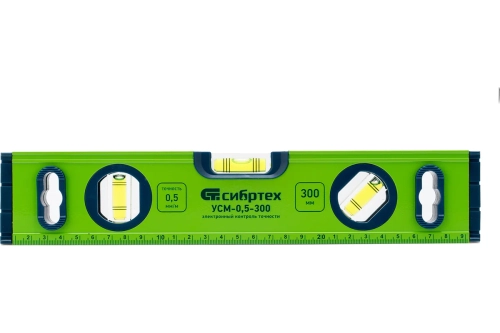 Уровень алюминиевый магнитный Сибртех 300 мм (3 глазка + рукоятки)