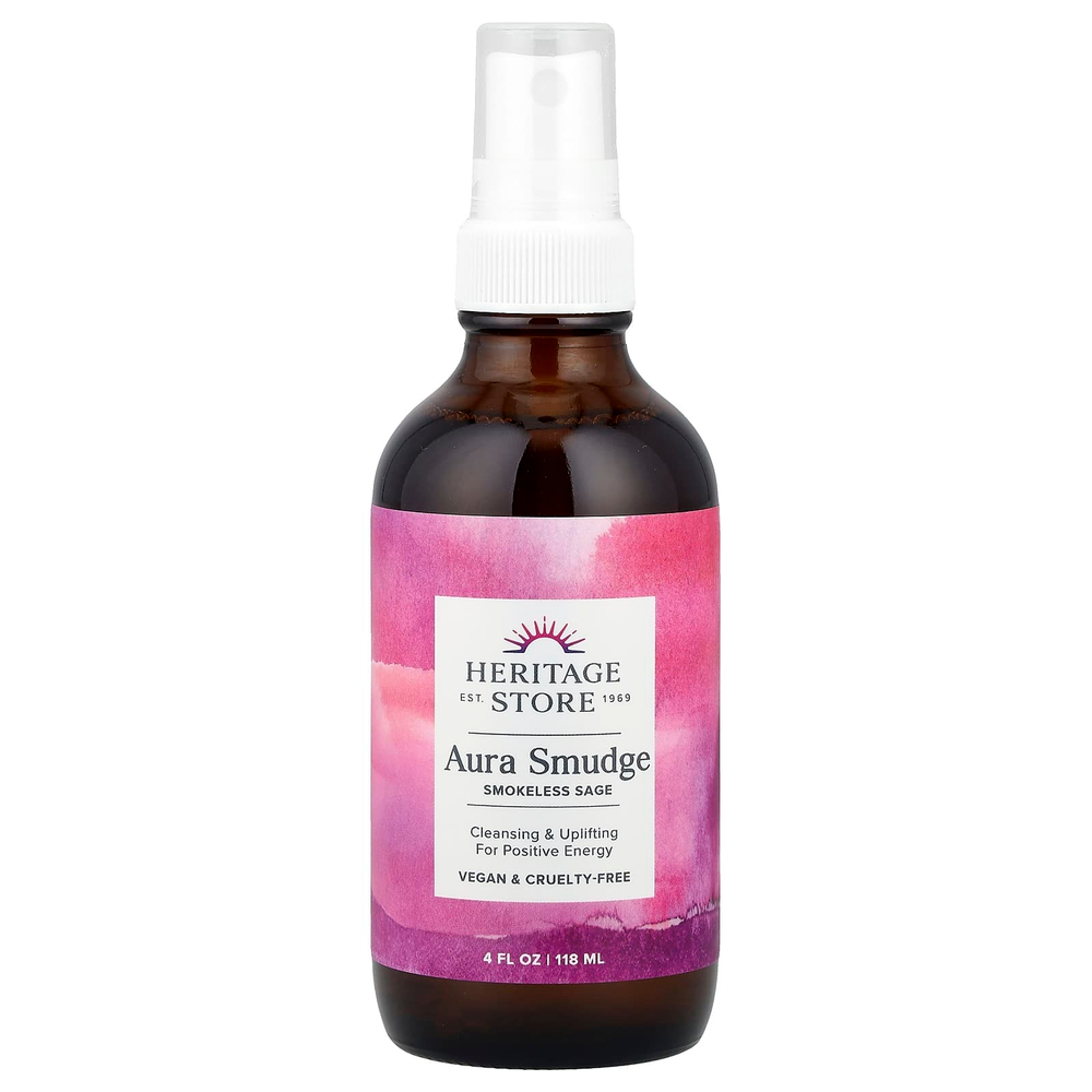 Heritage Store, Aura Smudge, Мист с можжевельником и шалфеем без образования тумана, 4 ж. унц.(120 мл)