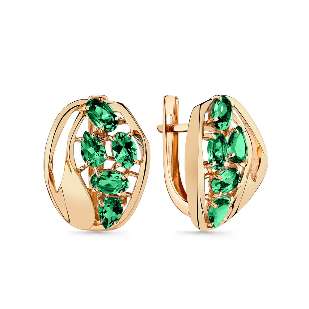 Серьги из золота 585 пробы с Изумрудом