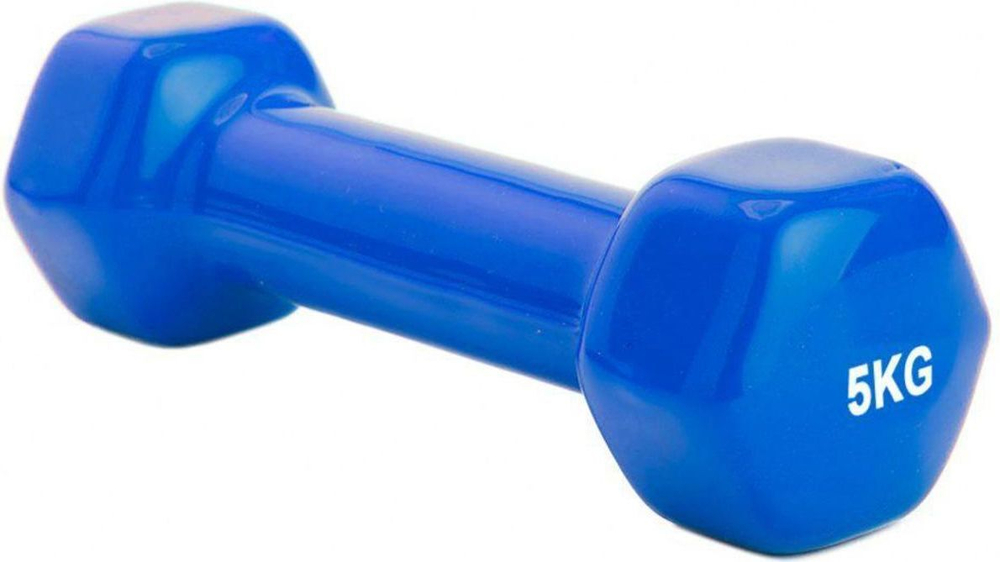 Набор гантелей обрезиненных по 5 кг, синие, 2 шт.