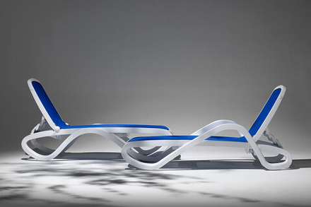 Шезлонг Nardi Omega, бело-синий