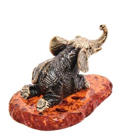 Народные промыслы AM- 217 Фигурка «Слон» (латунь, янтарь)