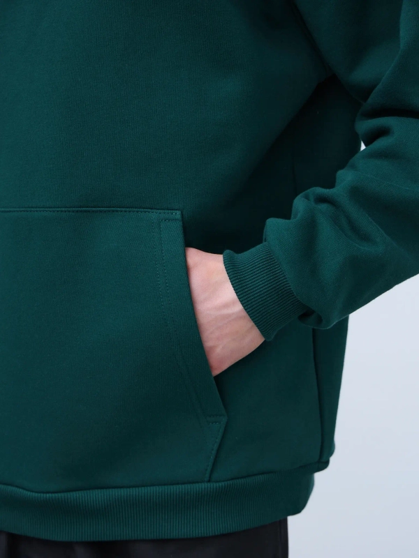 Худи оверсайз с начесом (темно-зеленый)