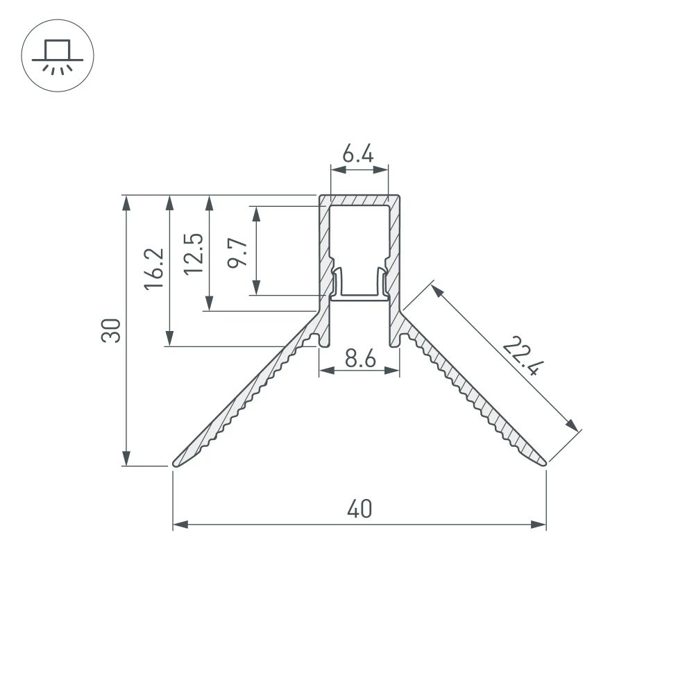 Профиль DECORE-S6-INT-COMFORT-2000 ANOD внутренний (Arlight, Алюминий) 043161