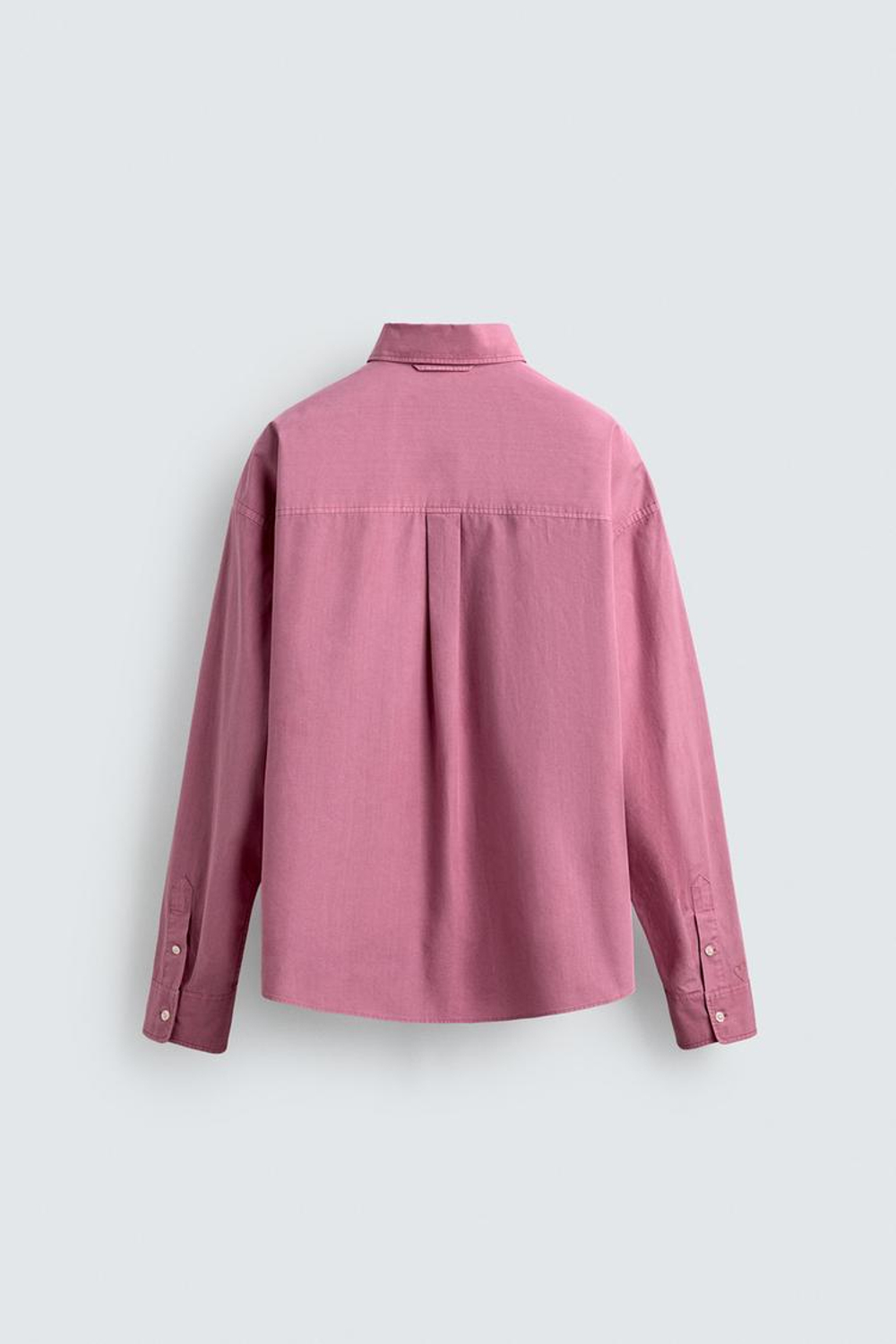 ZARA РУБАШКА REGULAR FIT ИЗ ВЫСТИРАННОГО ХЛОПКА, РОЗОВЫЙ