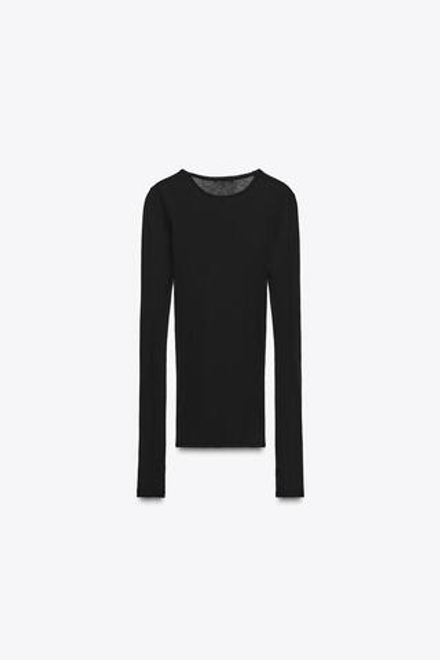 ZARA ХЛОПКОВАЯ ФУТБОЛКА SUPIMA®, ЧЕРНЫЙ