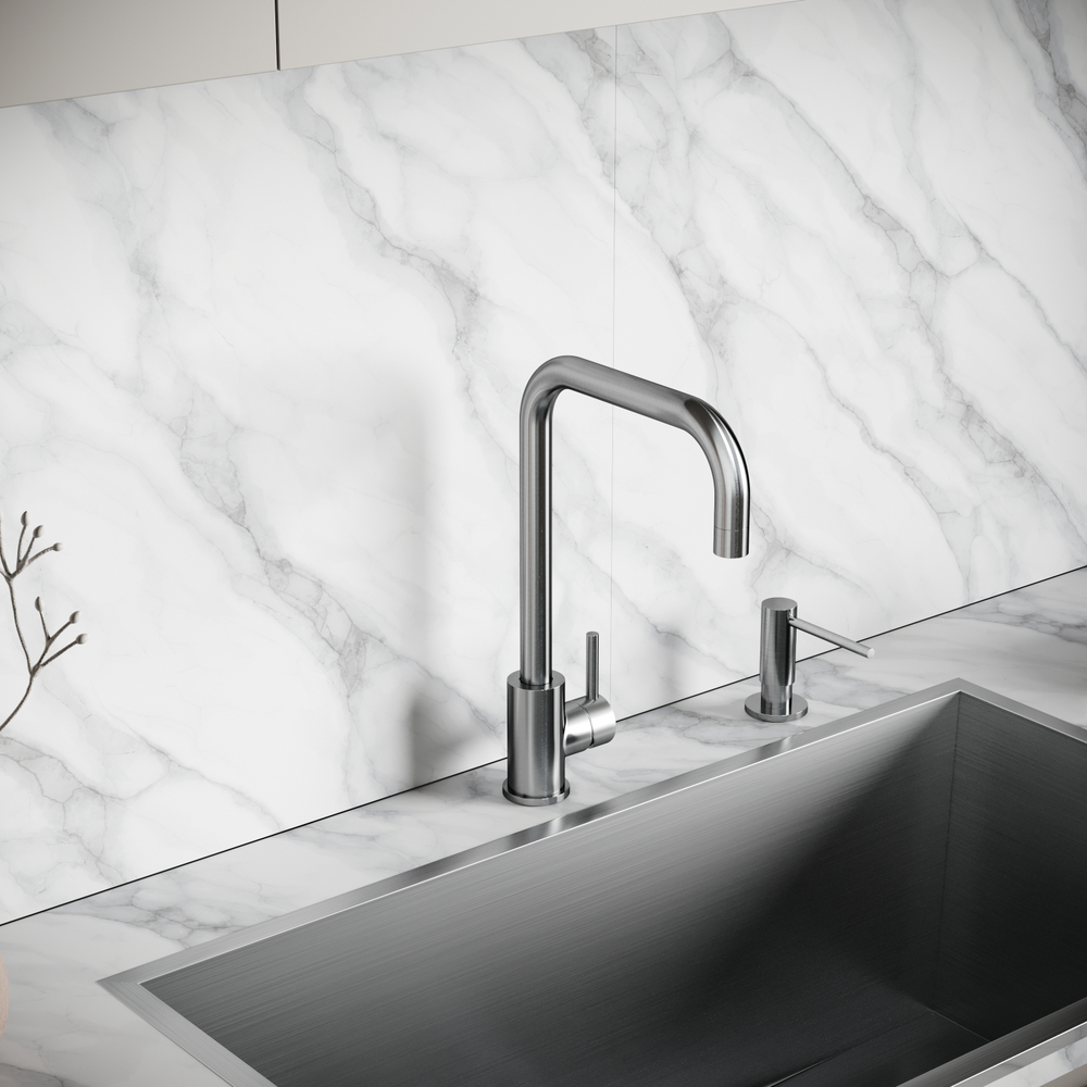 Смеситель для кухни из нержавеющей стали Sancos Stainless, с поворотным Г изливом, SC12002SS