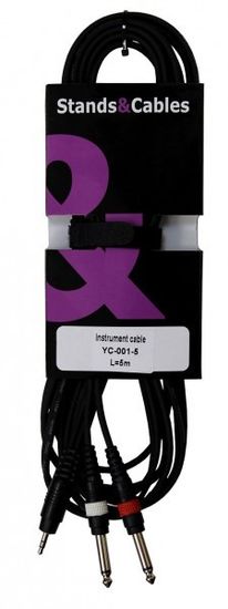 Акустический кабель 5м 3,5мм стерео - 2x 6.5мм моно STANDS & CABLES YC-001-5