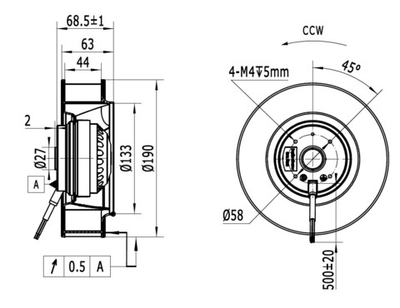 Мотор-колесо LXFB2E190-42-P92-15