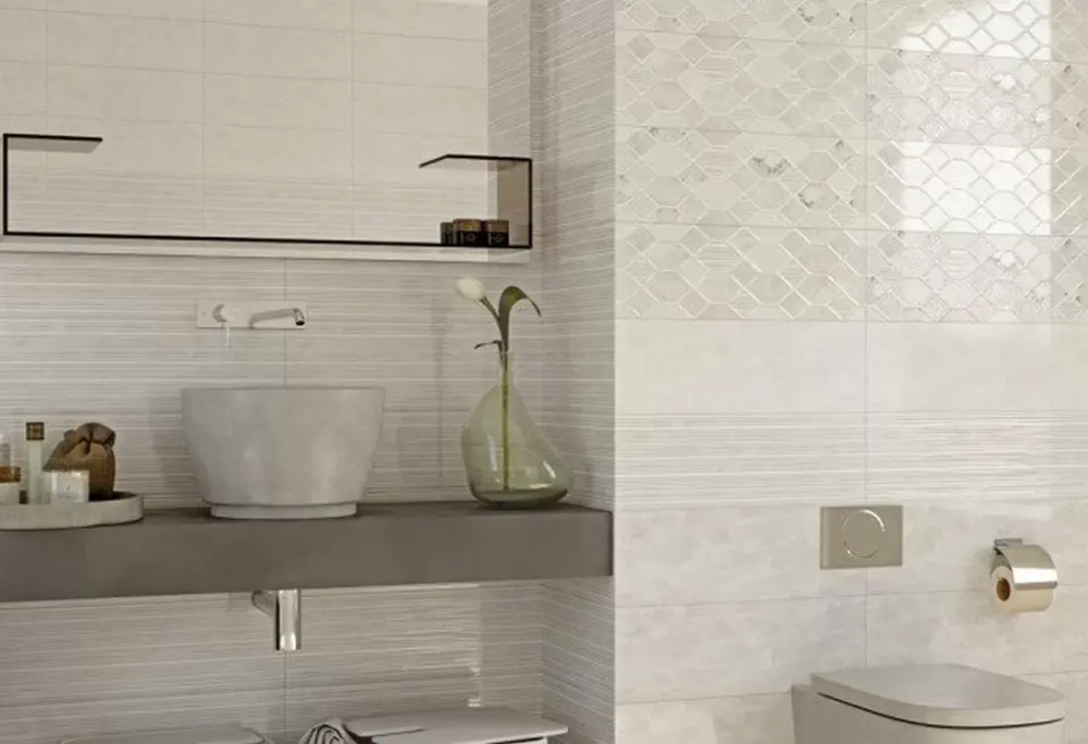 Плитка Alma Ceramica TWA11RXN004 Roxana 20x60 бежевая глянцевая рельефная / полосы