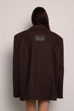 Пальто пиджак шоколад в полоску