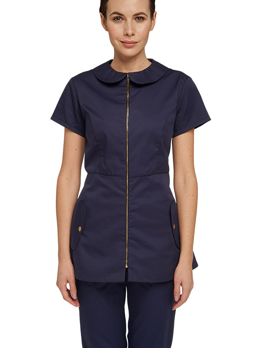 Туника медицинская женская Dr. Nice DRN150 на молнии, с воротником, синий, 46