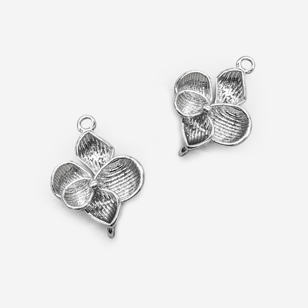 Подвеска-коннектор "Цветок" 15*13мм, латунь, родирование