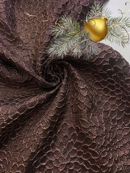 Костюмная жаккард, коричневый, люрекс бронза TR