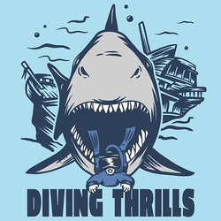 принт Diving Thrill для голубой женской футболки