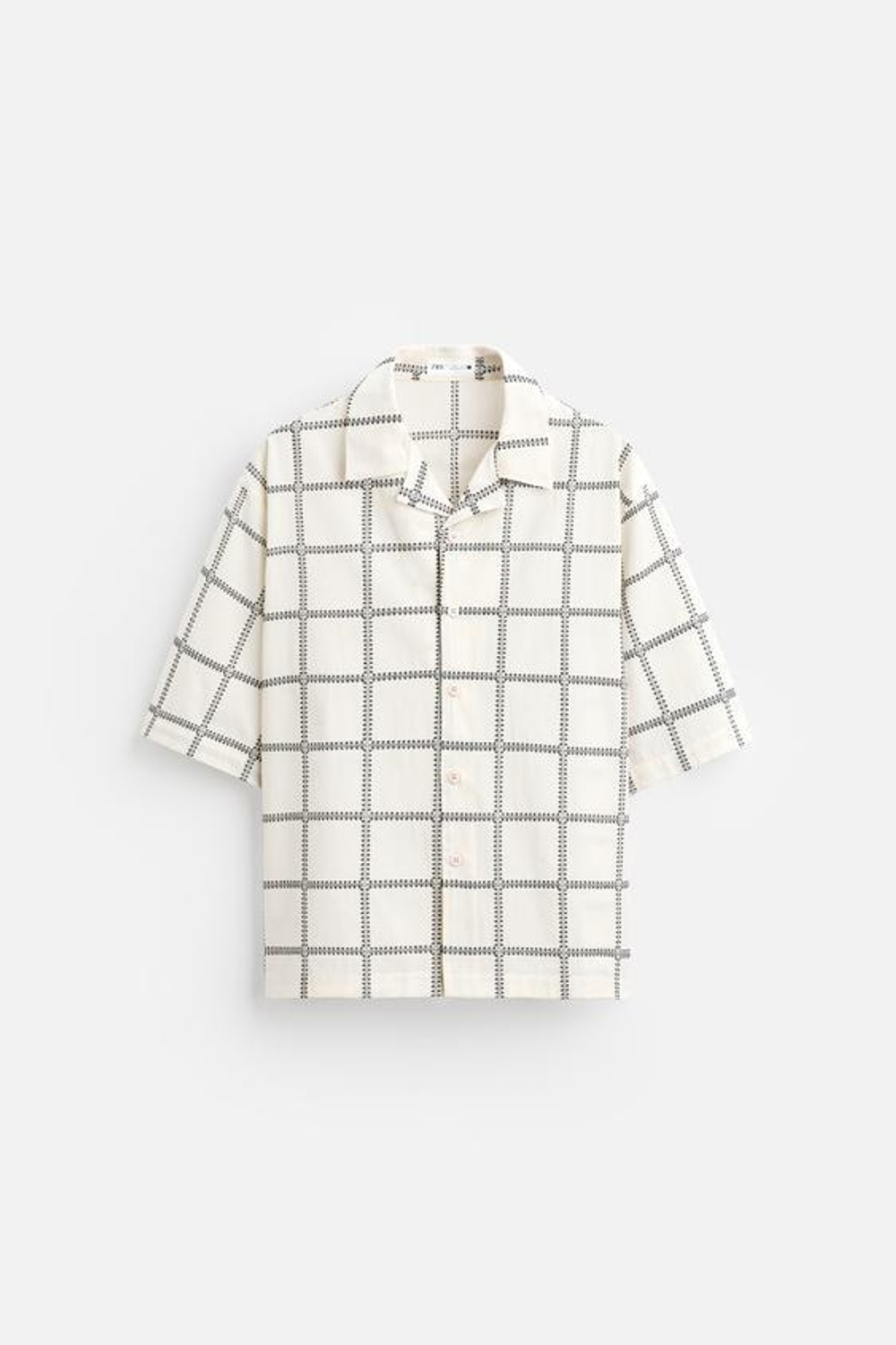 ZARA РУБАШКА В КЛЕТКУ С ВЫШИВКОЙ, КОРИЧНЕВЫЙ