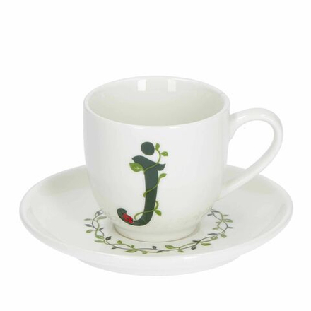 La Porcellana Bianca - Solotua чашка для эспрессо 90 мл с блюдцем, буква J / артикул   P00370015J  / GTIN 8027549096488