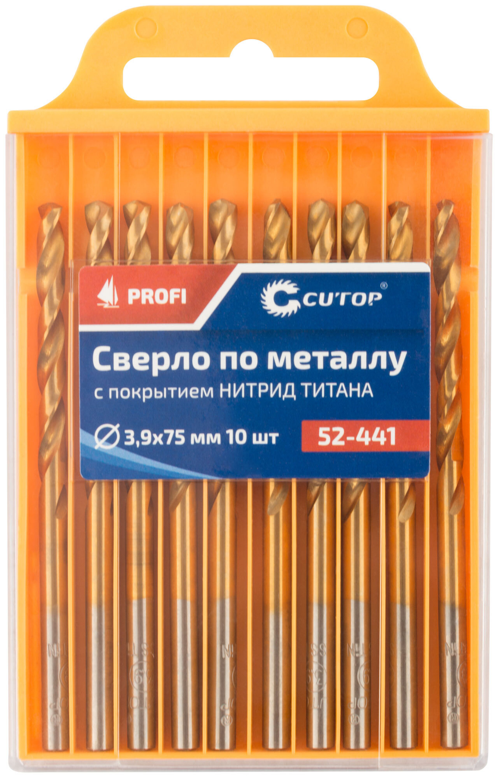 Сверло по металлу Cutop Profi с титановым покрытием, 3,9х75 мм (10 шт) 52-441