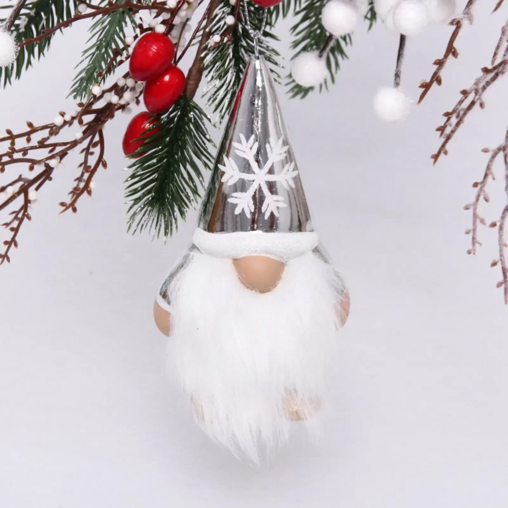 Ёлочная игрушка «Весёлый лесовичок» 6,5*5,5*13 см, серебро