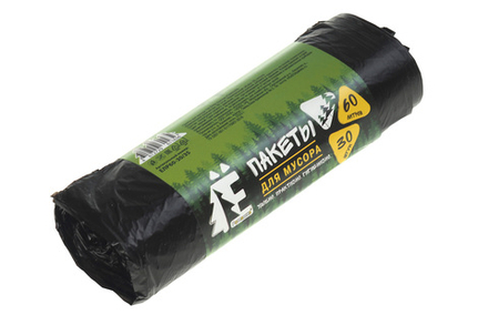 Мешки для мусора 60л Ромашка ПНД 60х70см 6мкм вес мешка 4.5г вес рулона 135г черные 30шт/рул цена за рул