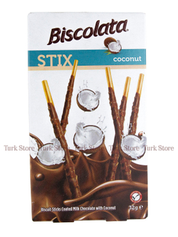 Палочки бисквитные "Biscolata" STIX с кокосовой стружкой 32 гр