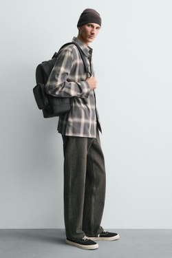 ZARA РЮКЗАК С ТЕКСТУРОЙ, ЧЕРНЫЙ